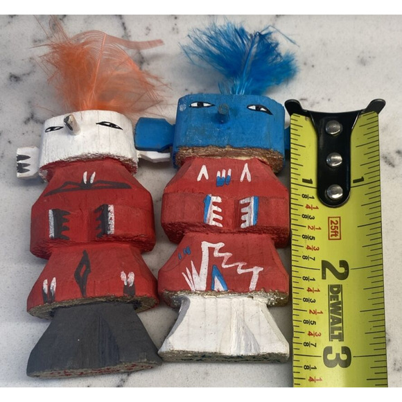 Vintage 90's Native American Hopi Kachina Dolls Set Hand Made Artisan Signed N.M - Picture 6 of 8